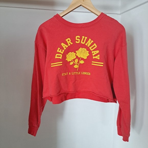 Freeze | Red & yellow preppy cropped womens sweater "dear Sunday" - Picture 3 of 9
